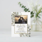Rustic Eucalyptus & Pine w/ White Weddenschap Save The Date (Staand voorkant)
