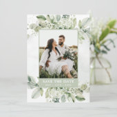 Rustic Eucalyptus Sage Green Foliage Foto Save The Date (Staand voorkant)