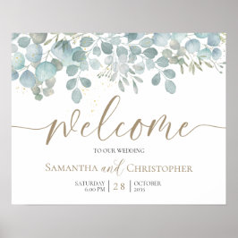 Rustic Eucalyptus Sage Green Gold Wedding Poster