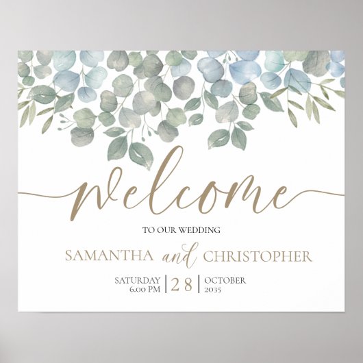 Rustic Eucalyptus Sage Green Gold Wedding Poster (Voorkant)