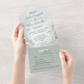 Rustic Eucalyptus Sage Green Waterverf Wedding All In One Uitnodiging (Afscheurbaar)
