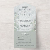 Rustic Eucalyptus Sage Green Waterverf Wedding All In One Uitnodiging (Binnen)