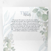 Rustic Eucalyptus Sage Green Waterverf Wedding Drieluik Uitnodiging (Binnenzijde eerst)