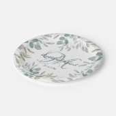 Rustic Eucalyptus Sage Green Waterverf Wedding Papieren Bordje (Gekanteld)