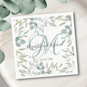 Rustic Eucalyptus Sage Green Waterverf Wedding Servet