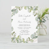 Rustic Eucalyptus Sage Green Wedding Invitation Kaart (Staand voorkant)