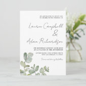 Rustic Eucalyptus Sage Green Wedding Invitation Kaart (Staand voorkant)
