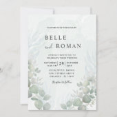 Rustic Eucalyptus Sage Green Wedding Invitation Kaart (Voorkant)