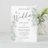 Rustic Eucalyptus Sage Green Wedding Invitation Kaart (Staand voorkant)