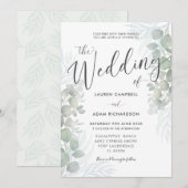 Rustic Eucalyptus Sage Green Wedding Invitation Kaart (Voorkant / Achterkant)