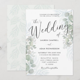 Rustic Eucalyptus Sage Green Wedding Invitation Kaart