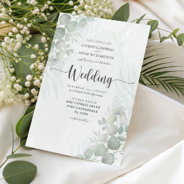 Rustic Eucalyptus Sage Green Wedding Invitation Kaart