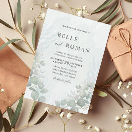 Rustic Eucalyptus Sage Green Wedding Invitation Kaart