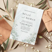 Rustic Eucalyptus Sage Green Wedding Invitation Kaart