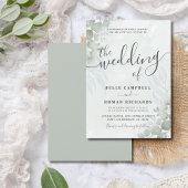 Rustic Eucalyptus Sage Green Wedding Invitation Kaart