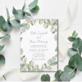 Rustic Eucalyptus Sage Green Wedding Invitation Kaart