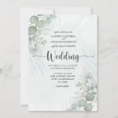 Rustic Eucalyptus Sage Green Wedding Invitation Kaart (Voorkant)
