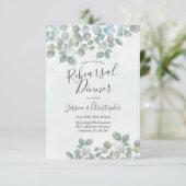 Rustic Eucalyptus Sage Green Wedding Rehearings Kaart (Staand voorkant)