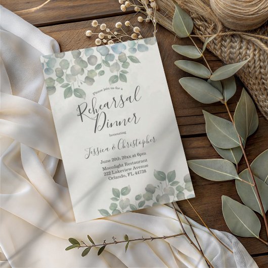 Rustic Eucalyptus Sage Green Wedding Rehearings Kaart