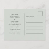 Rustic Eucalyptus Sage Green Wedding Save the Date Briefkaart (Achterkant)