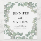Rustic Eucalyptus Sage Green Wedding Wijn Etiket (Enkel label)