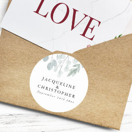Rustic Eucalyptus Simple Floral Waterverf Wedding Ronde Sticker