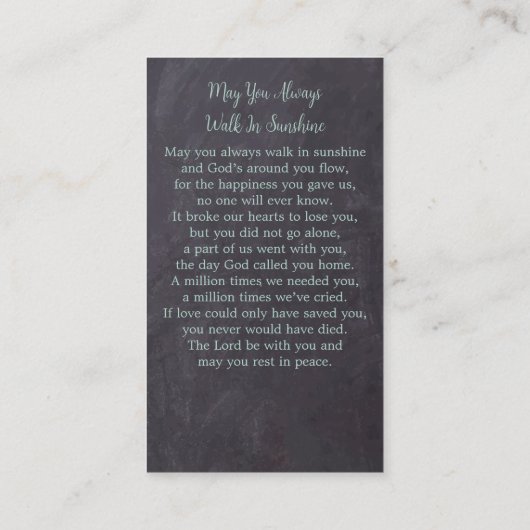 Rustic Eucalyptus Slate Memorial Prayer Kaart Contactkaartje (Achterkant)