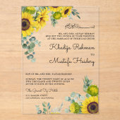 Rustic Eucalyptus Sunflower Islamic Muslim Wedding Acryl Uitnodigingen (Voorkant)