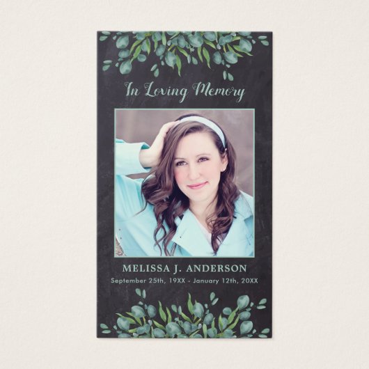 Rustic Eucalyptus Sympathie Funeral Prayer Kaart (Voorkant)