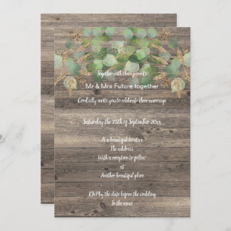 RUSTIC EUCALYPTUS TIMBER WEDDING INVITATION KAART