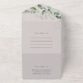 Rustic Eucalyptus Vow Renewal Ecru All In One Uitnodiging (Buitenkant)