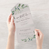Rustic Eucalyptus Vow Renewal Ecru All In One Uitnodiging (Afscheurbaar)