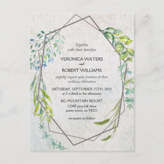Rustic Eucalyptus Waterverf Greenery Wedding Uitnodiging Briefkaart (Voorkant)