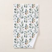 Rustic Eucalyptus Waterverf Pattern Monogram Bad Handdoek (Handdoek)