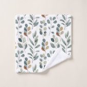 Rustic Eucalyptus Waterverf Pattern Monogram Bad Handdoek (Wasdoekje)