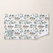 Rustic Eucalyptus Waterverf Pattern Monogram Bad Handdoek (Handdoek)