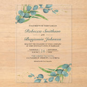 Rustic Eucalyptus Wedding Acryl Uitnodigingen (Voorkant)