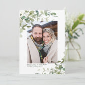 Rustic Eucalyptus Wedding Photo Save the Date (Staand voorkant)