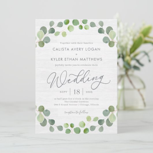 Rustic Eucalyptus Wedding REU Bedankkaart (Staand voorkant)