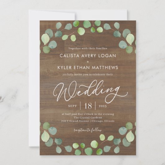 Rustic Eucalyptus Wedding REU Bedankkaart (Voorkant)
