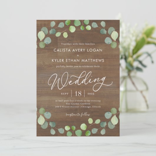 Rustic Eucalyptus Wedding REU Bedankkaart (Staand voorkant)