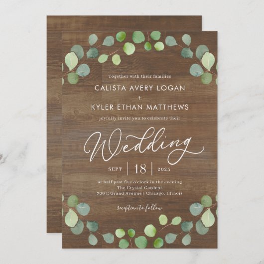 Rustic Eucalyptus Wedding REU Bedankkaart (Voorkant / Achterkant)