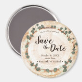 Rustic Eucalyptus Wood Slice wedding magnet (Voorkant / Achterkant)