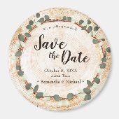 Rustic Eucalyptus Wood Slice wedding magnet (Voorkant)
