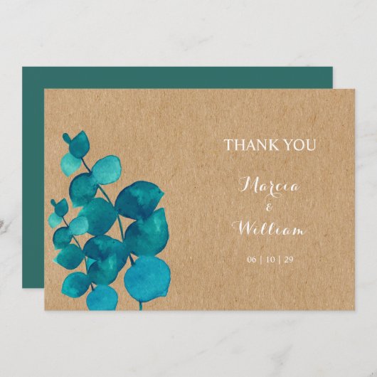 Rustic Eucalyptus Woodland Weddenschap Bedankkaart (Voorkant / Achterkant)