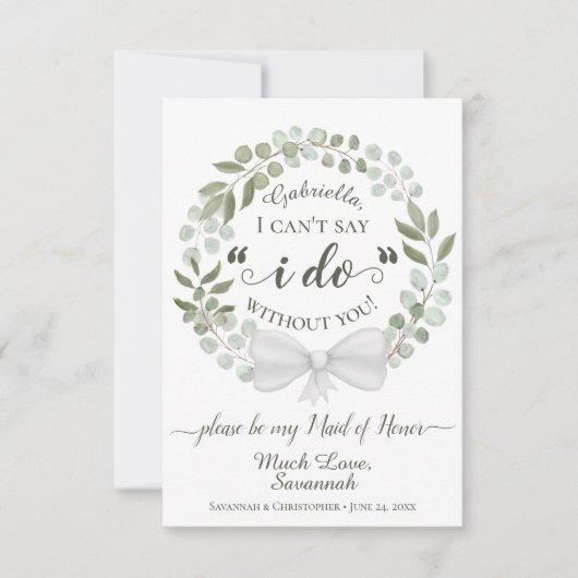 Rustic Eucalyptus Wreath be my Maid of Honor Kaart (Voorkant)