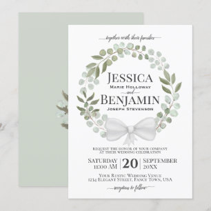 Rustic Eucalyptus Wreath Elegant Boho Wedding Kaart