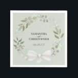 Rustic Eucalyptus Wreath Elegant Green Wedding Servet<br><div class="desc">Deze mooie papieren luiers zijn perfect voor een lente trouwreceptie. Ze hebben een prachtige handbeschilderde waterverf met scharen van eucalyptusbladeren, en bladeren in schoppen van mos en groen op een lichtmuntkleurige achtergrond, met je namen en de trouwdatum erin. Rustisch, elegant en chic, deze borden zijn een geweldige aanvulling op elke...</div>