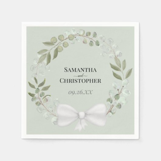 Rustic Eucalyptus Wreath Elegant Green Wedding Servet (Voorkant)