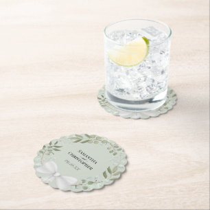 Rustic Eucalyptus Wreath Sage Green Wedding Paper Kartonnen Onderzetters